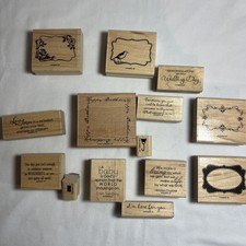 Lot Of 14 STAMPIN-UP Wood Block Rubber Stamps w/ different sayings