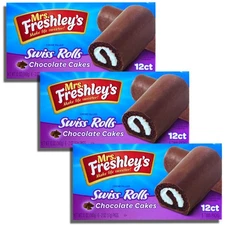 Mrs. Freshley's Mrs. Freshley's Swiss Rolls Snack Cakes, Pack of 3 (36 Total cak