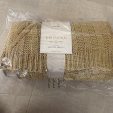 Threshold Throw Blanket Crochet Tan Beige Col...