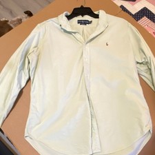Ralph Lauren Light Green Classic Fit Cotton Button-Up Shirt Men's XL Long Sleeve