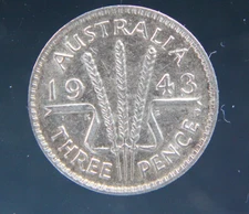 Australia Three Pence Silver coin 1943,#2