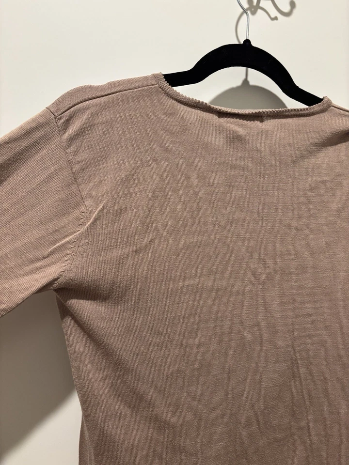 HERMOSO Suéter Mujer Marrón Vintage 100% Seda Talla Mediana Taupe Foto 4 de 4