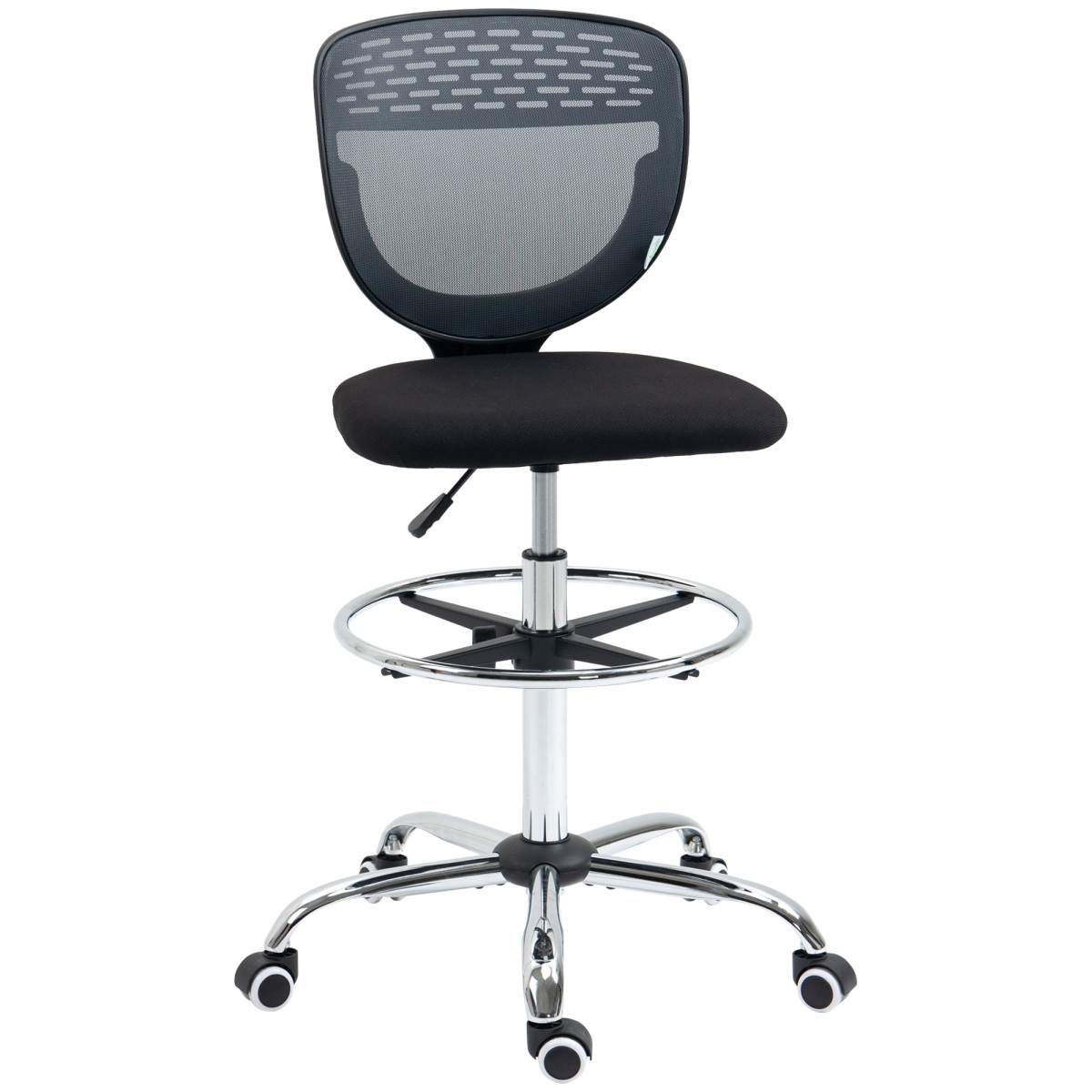 Blue Pirate Grey Vinsetto Draughtsman Chair, Tall Office Chair With Lumbar Support, - Image 2