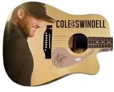 Cole Swindell Signed 1/1 Custom Graphics Photo Guitar ACOA