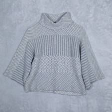 TAHARI Pure Luxe 100 Cashmere Sweater Women XS Gray Knit Boxy Crop Mock Neck