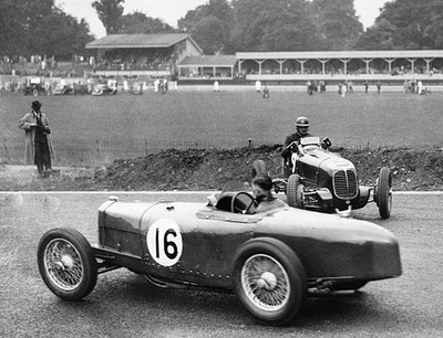 Hanson crashes Mrs Hall-Smith's Maserati racecar into the bank at - Old Photo