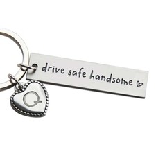 Drive Safe Handsome Keychain for Boyfriend Husband, Valentine's Initial Q