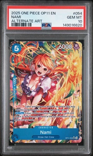 2025 ONE PIECE OP11-A FIST OF DIVINE SPEED ALTERNATE ART #054 NAMI PSA 10