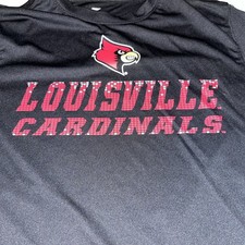 Louisville Cardinals NCAA Youth M 12/14 Black T-Shirt Front & Back Graphic T7