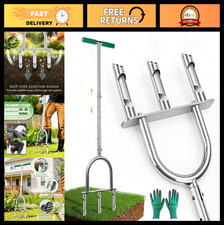 Heavy Duty Lawn Aerator Tool - Stainless Steel Manual Core Aerator, 3 Tines, Adj
