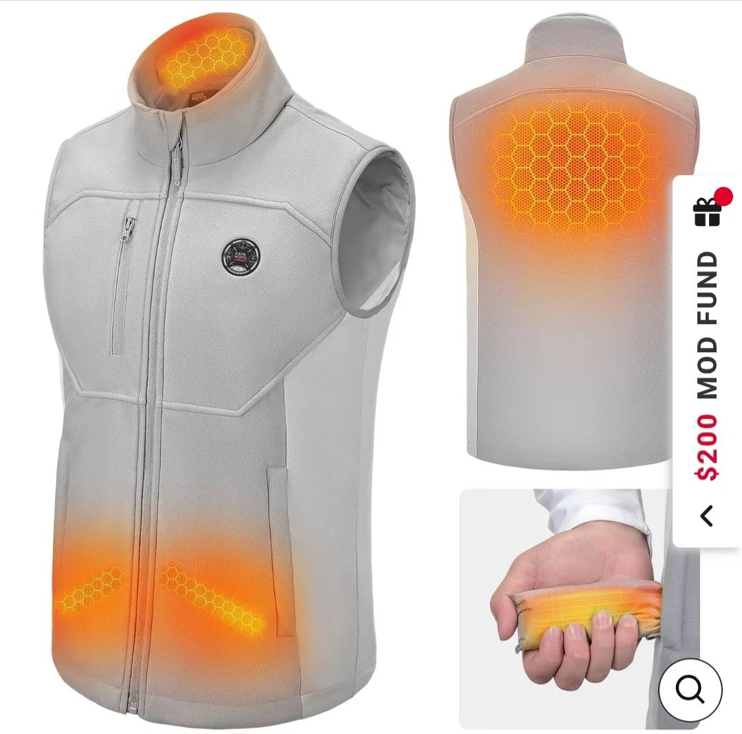 Mercerized Velvet Heated Vest Grey Medium- Battery Pack Included