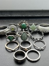 Vintage Ring Lot of 13 - Sterling Silver 925 & Costume Jewelry - Mixed Condition