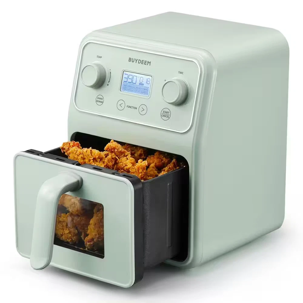 4.2 Qt. Stainless Steel Countertop Air Fryer in Cozy Greenish One-Touch Control