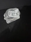 Fenton Glass Frosted Frog Figurine with Orginal Fenton Label