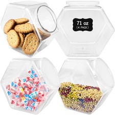 4 Pcs Plastic Candy Jars,71 Oz Clear Plastic Cookie Jars,Hexagonal Candy Cont...