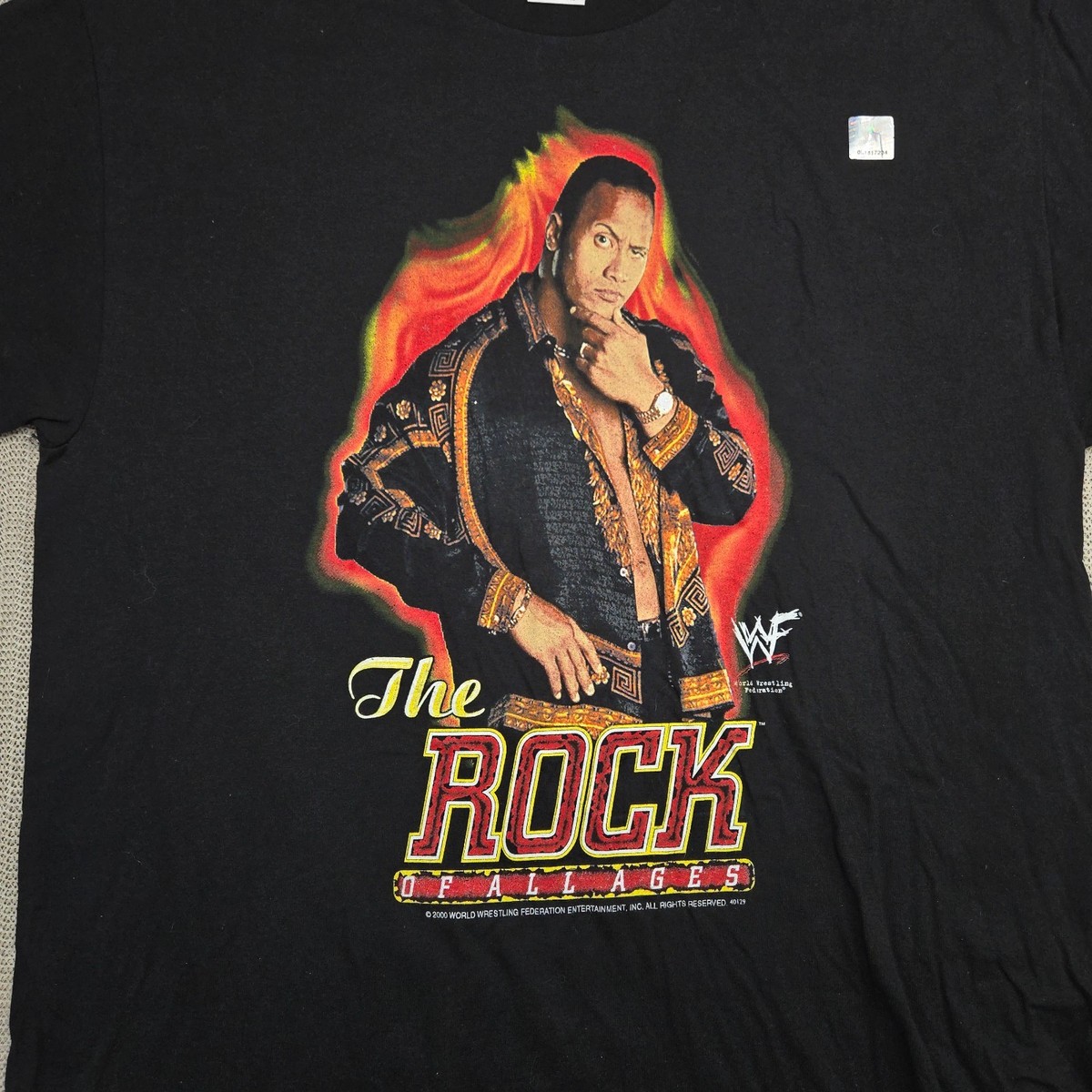 Vintage WWF Wrestling Shirt Mens XL Black The Rock Dewayne Johnson