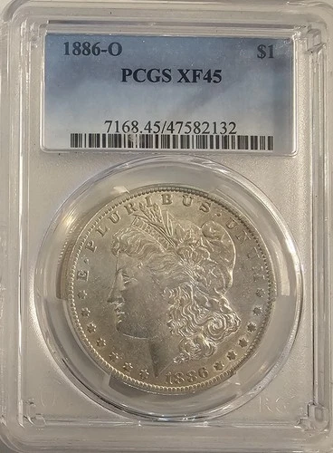 1886-O, PCGS, XF-45, MORGAN SILVER DOLLAR