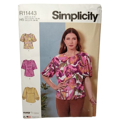 Top tunica Simplicity modello cucito R11443 davanti raccoglie maniche cappellini taglia 6-14 - Foto 14 di 18