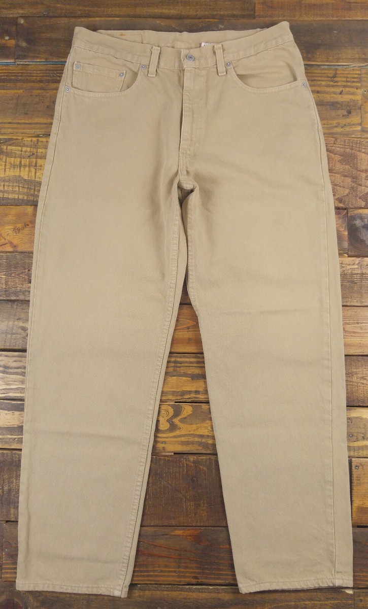 Vintage 90s LEVIS 550 Relaxed Fit Tapered Leg Beige Jeans Size 