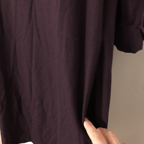 COS Stretch Wool A-Line Midi Dress EU 36 AU 8 Plum 3/4 Sleeve Pocket Pleat Hi-Lo - Picture 4 of 18
