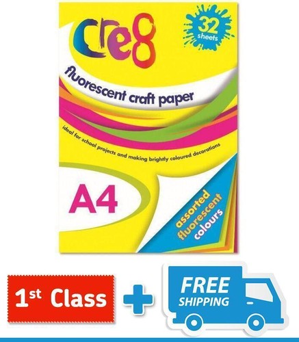 A4 Fluorescent Neon Card Paper 32 Sheets Craft Scrapbook Flourescent craft - Picture 3 of 7