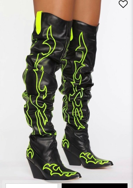 neon riding boots