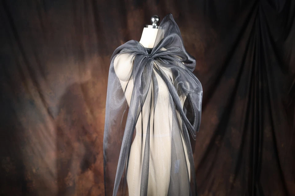 Black Crystal Sheer Organza Fabric By the Yard 200 - Image 2 of 4