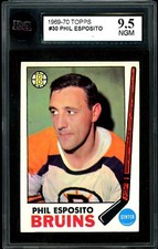 1969-70 TOPPS NHL Hockey #30 Phil Esposito KSA 9.5 N-GEM-MINT Boston Bruins Card