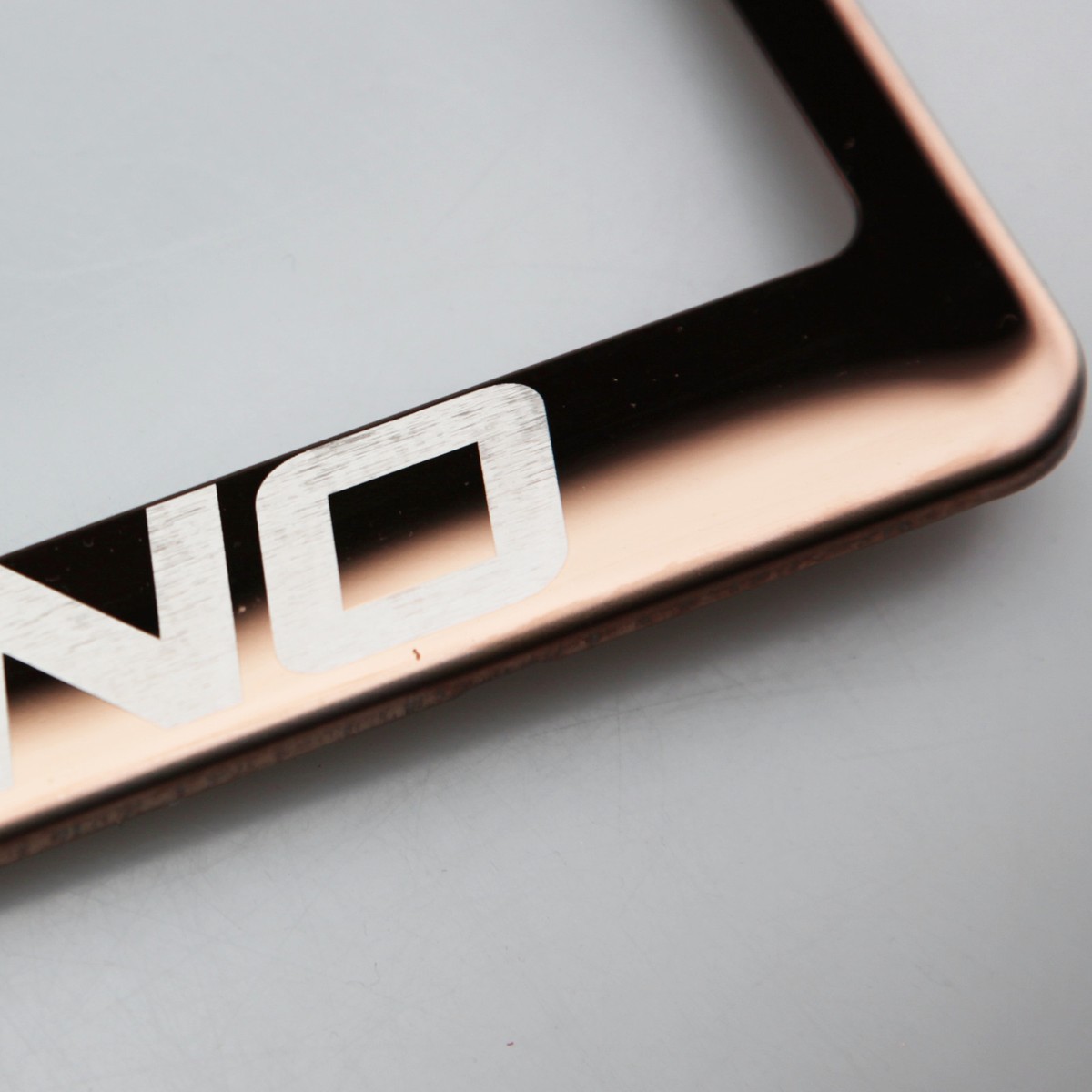 Rose Gold Chrome License Plate Frame LX570 Laser Etched Metal
