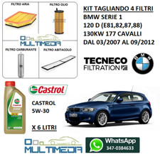 TAGLIANDO FILTRI E OLIO  CASTROL 5W30 BMW SERIE 1 120D E81 82 87 88 130KW 177CV