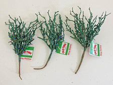 NEW 10" GLITTER PEACOCK BLUE TWIG CHRISTMAS MARDI GRAS PICKS TREE CRAFT X 3
