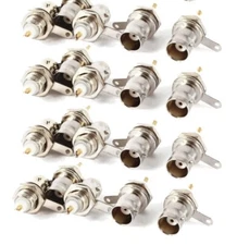 BNC Female Nut Bulkhead Panel Connector 20-Pack Solder Jack Adapters