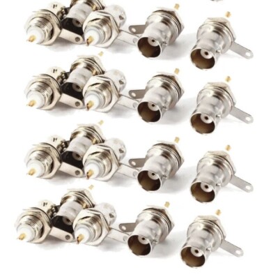 20 Pack - BNC Female Nut Bulkhead Panel Connector Solder Jack Adapters