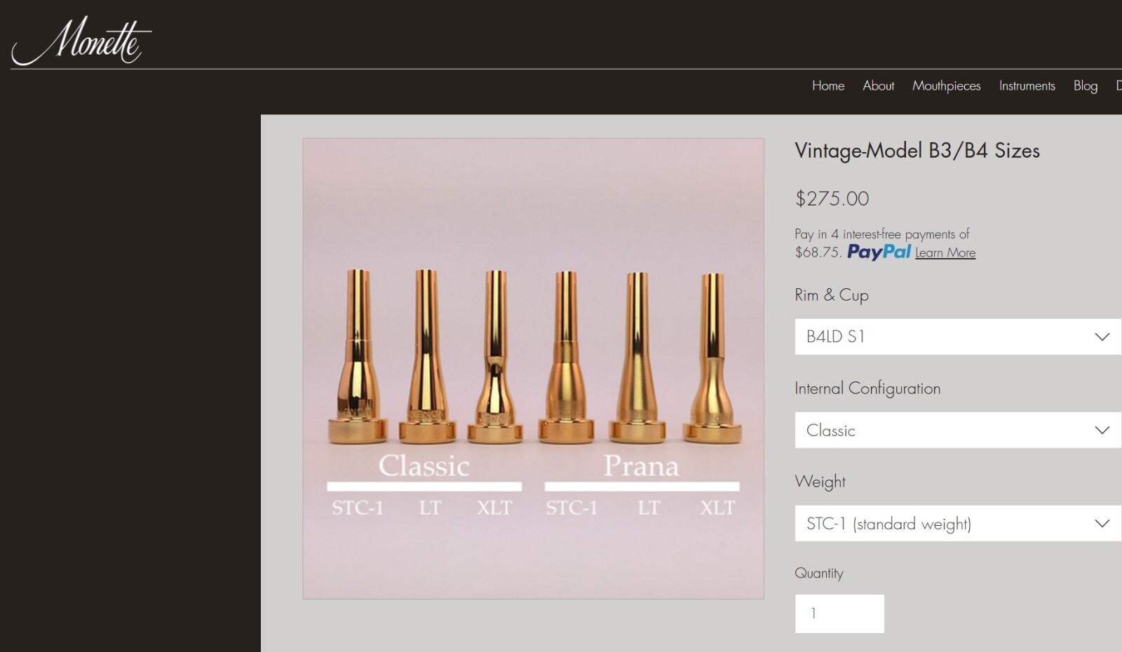 *WOW! Classic B4LDS1 Trumpet STC1 Mouthpiece 275 Retail