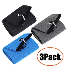 Premium Golf Towel Microfiber Quick-Drying with Carabiner Clip Pack of 3 16"X24"