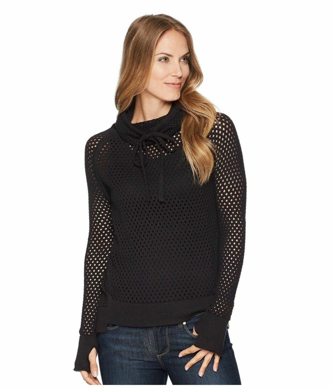PRANA translucent black sweater top 100 