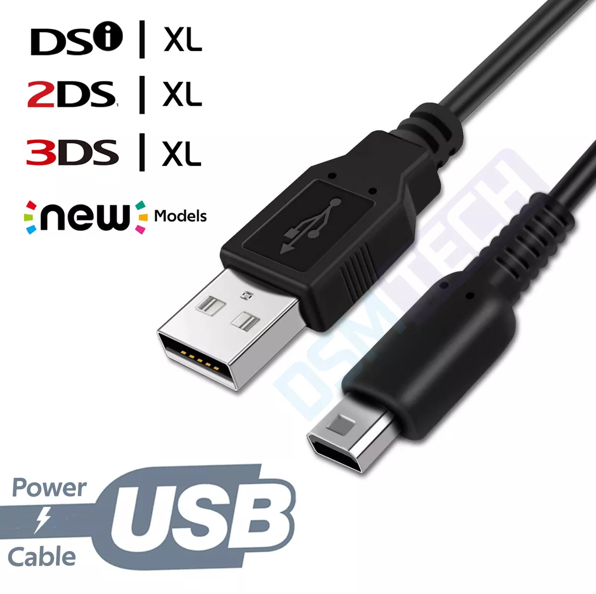 Nintendo DSL DS Lite 3DS DSi LL XL 2 in 1 USB Charger Power Cable