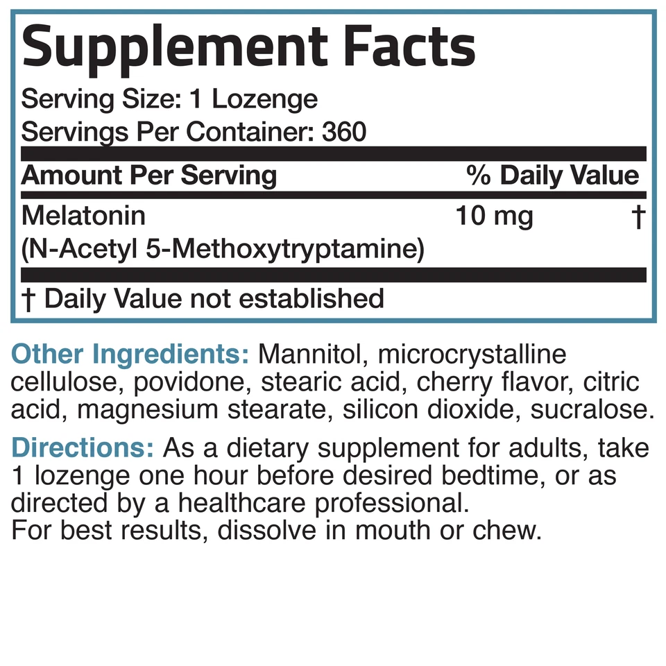 Comprimidos de melatonina de 10 mg de disolución rápida - Ayuda para dormir, 360 comprimidos con sabor a cereza Foto 4 de 4