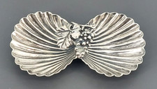 Gew&uuml;rz Schale 800 Silber Wein Trauben Laub Muschel Dekor Sch&auml;lchen Saliere (15)