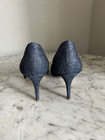 Deimille Jeweled Pearl Embellished Heels Size 38 US 8 Metallic Denim Blue — photo 3