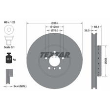 1x Bremsscheibe TEXTAR 92266025 passend f�r BMW