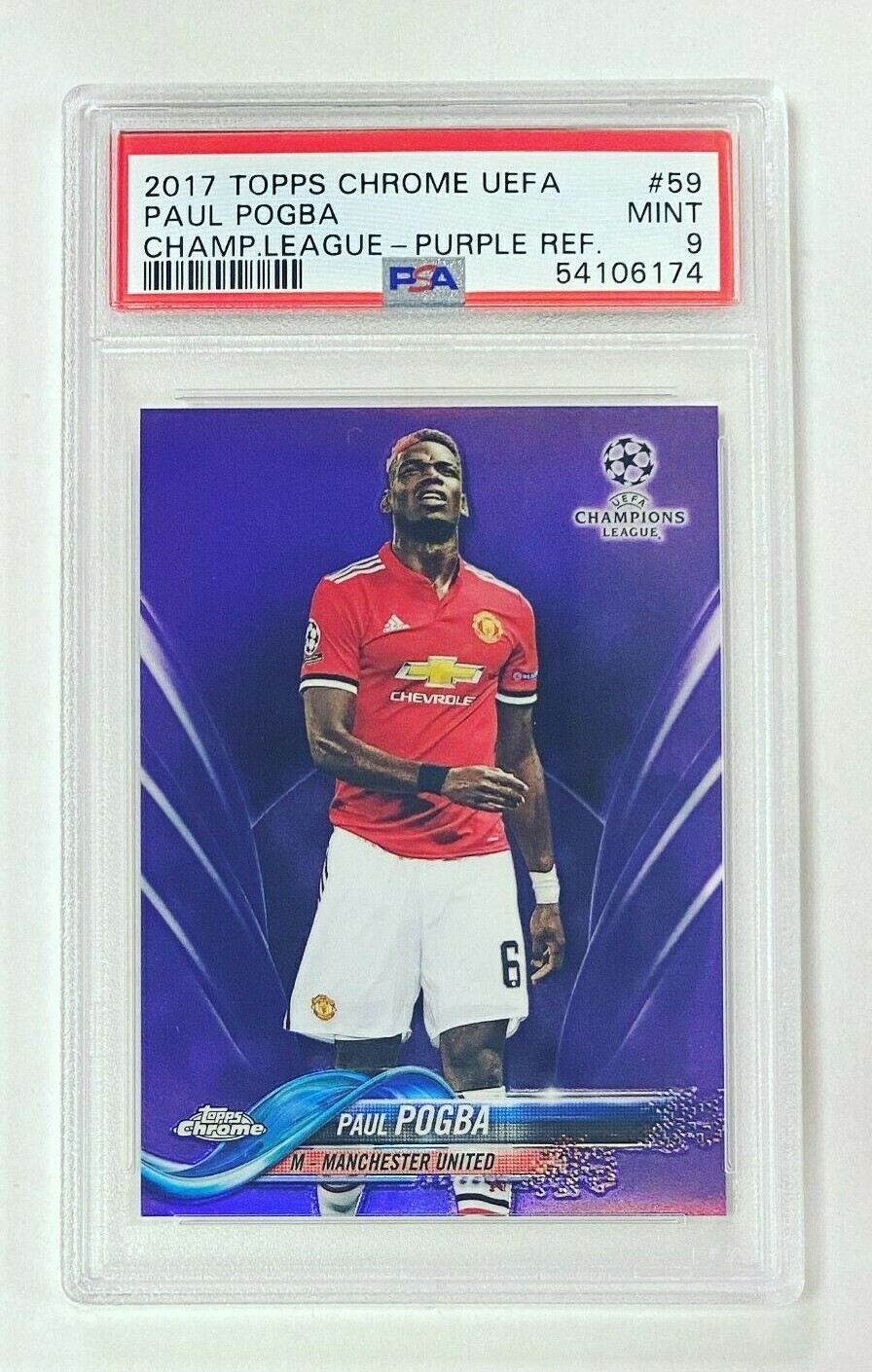 2017-18 Topps Chrome UEFA Champion League Paul Pogba Purple Refractor /250 PSA 9