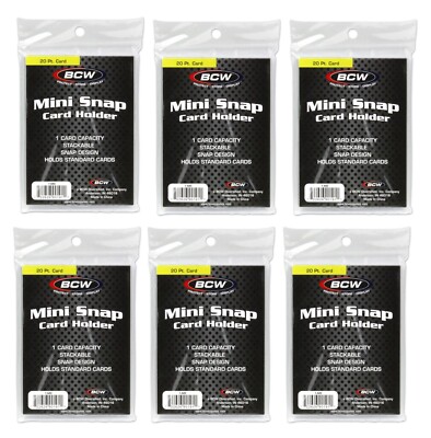 6 BCW Mini Snap Card Holder Titer Sport / Gaming Card Snaplock 20 Pts Stackable