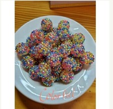20mm colorful Rhinestone Bubblegum Beads 25 pc Chunky Gumball Jewelry