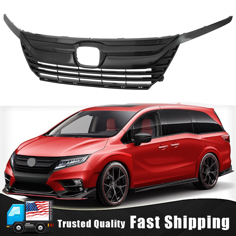 Front Upper Grille & Headlight Eyelid Molding For Honda Odyssey 2018-2021 – Mesh Black/Silver