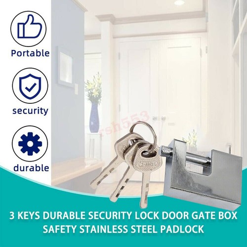 Heavy Duty Container Shutter Garage Security Padlock 3 Keys Stainless Steel New - Picture 3 of 13