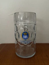 RARE 1-Liter HB German Hofbrauhaus Pittsburgh Large Dimpled Glass Beer Stein Mug