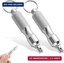 2pcs Valve Core Removal Tool Keychain Stainless Steel Tire Valve Stem Removal T 2pcs Valve Core Removal Tool Keychain Stainless Steel Tire Valve Stem Removal T