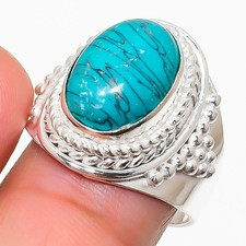 Green Turquoise Gemstone 925 Sterling Silver Jewelry All Size Ring For Gift