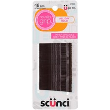 3 Pack Scunci No Slip Grip All Day Hold Bobby Pins, Metallic Brown, 48 Ct
